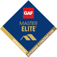 The official GAF Master Elite residential roofing contractor certification badge, representing the high standard of excellence maintained by ROOF TIGER.