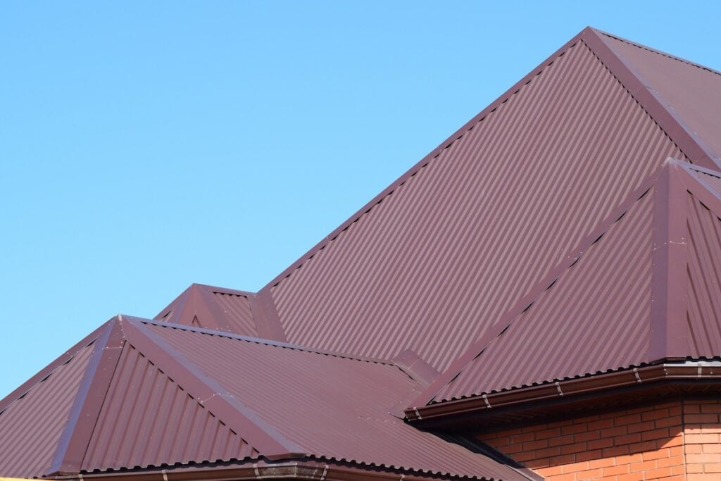 Roof metal sheets. Modern types of roofing materials.