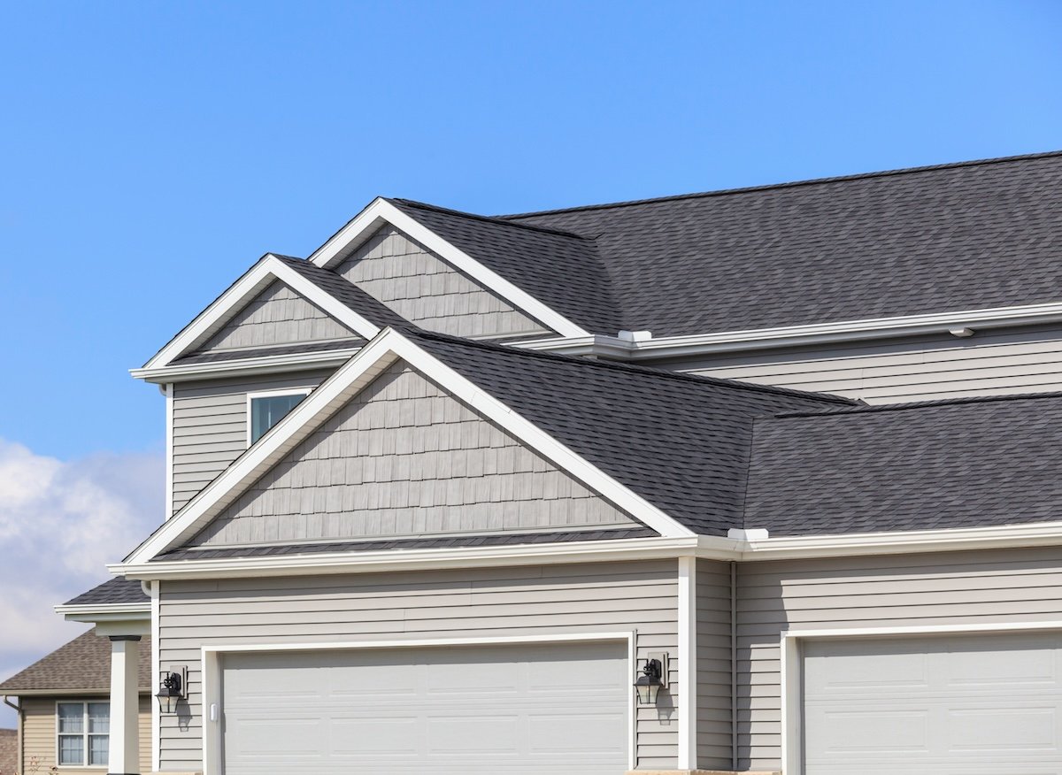 Roof, siding, gutters on a new home
