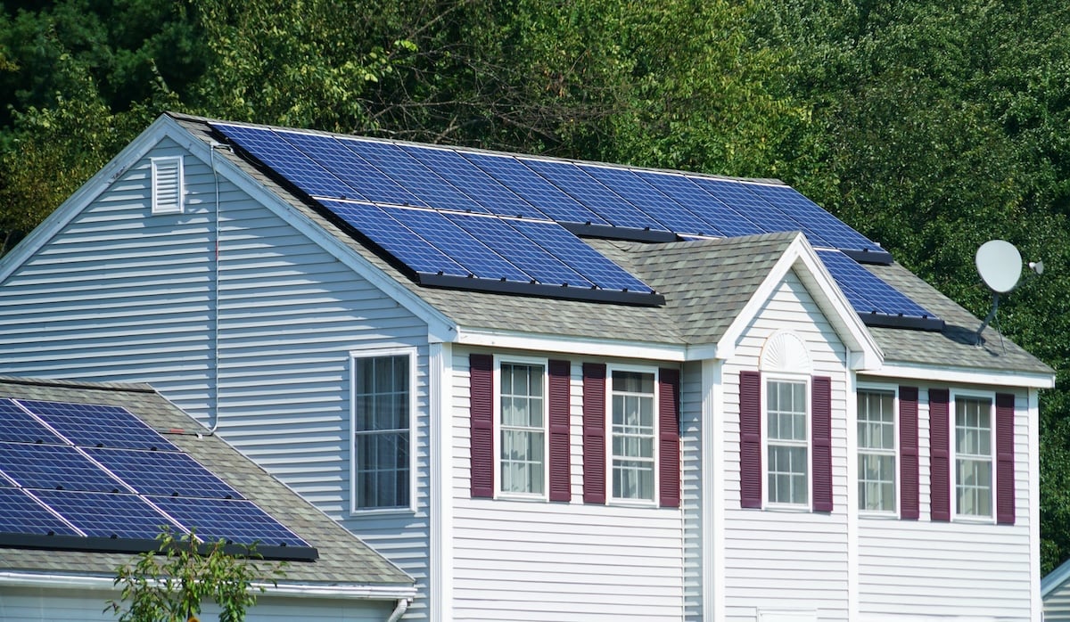 solar panel installed on the house roof