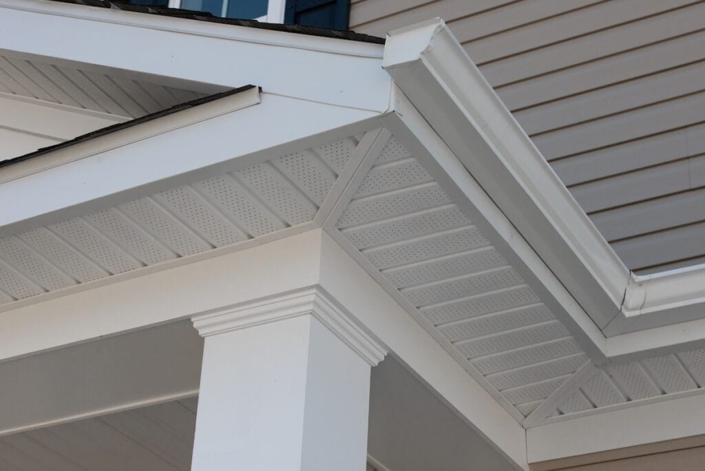 roof overhang White soffit for providing optimal ventilation for roof overhangs.