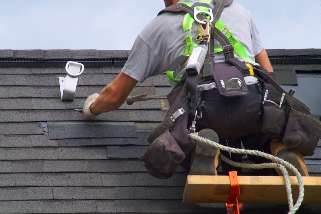 roofing companies in peoria heights roofer construction roof maintenance rope security worker