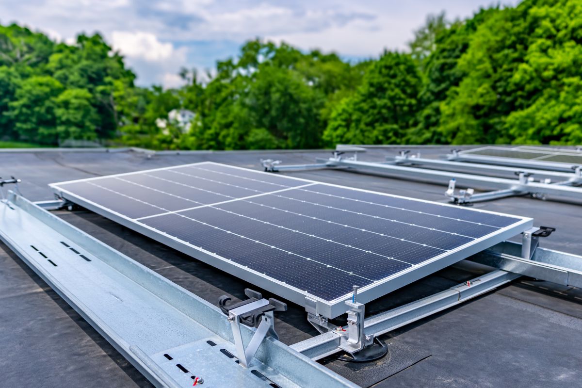 flat roof solar installation modern panels renewable energy