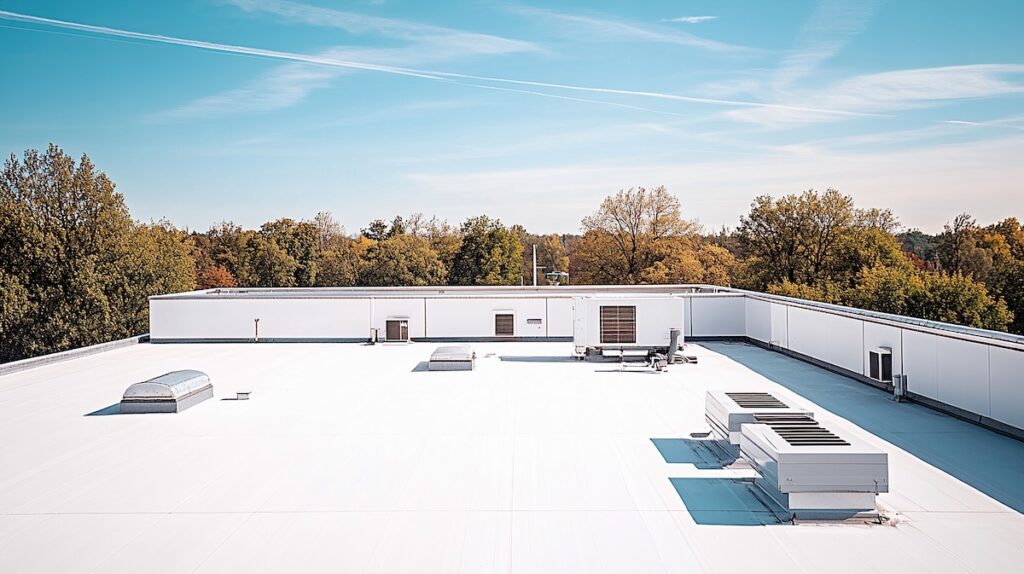 flat roof installation white flat roof new installed