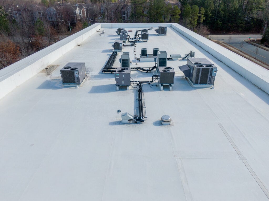 Drone Photos of TPO Commercial & Residential Roofing