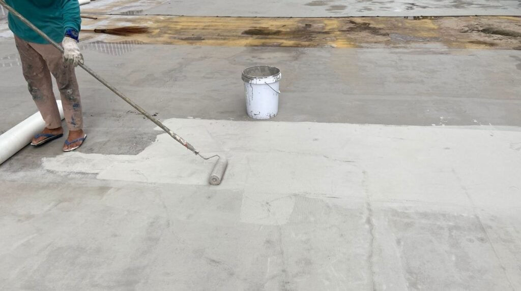 waterproofing on the roof rubber roof or rubber coating