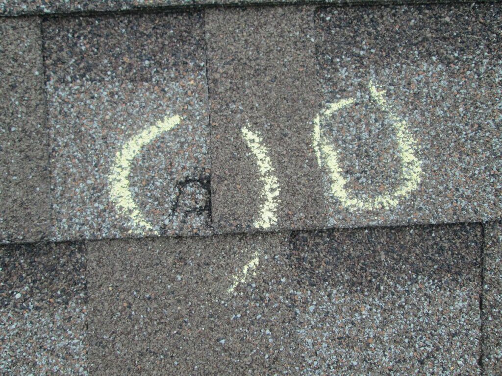 Hail Damaged Roofing Shingles Inspection