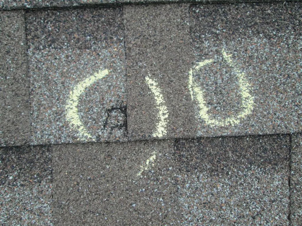 Hail Damaged Roofing Shingles Inspection