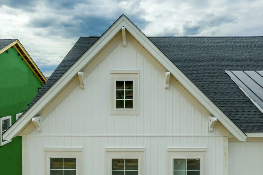 white board and batten siding